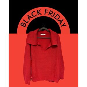 Just Fab Sweater Red V Neck Long Sleeve Stretch Super Soft Women  XXL‎ Holiday